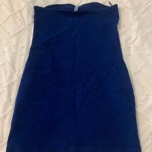 Zara strapless mini bodycon dress in royal blue